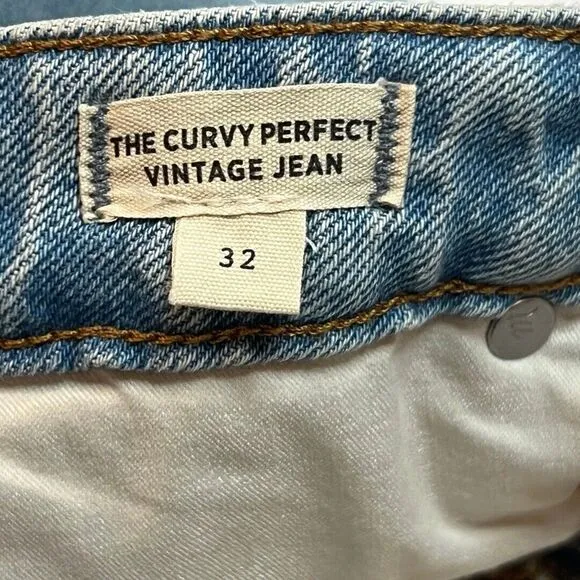Madewell Jeans 32 Curvy Perfect Vintage Jean Straight Leg High Rise Denim Pants