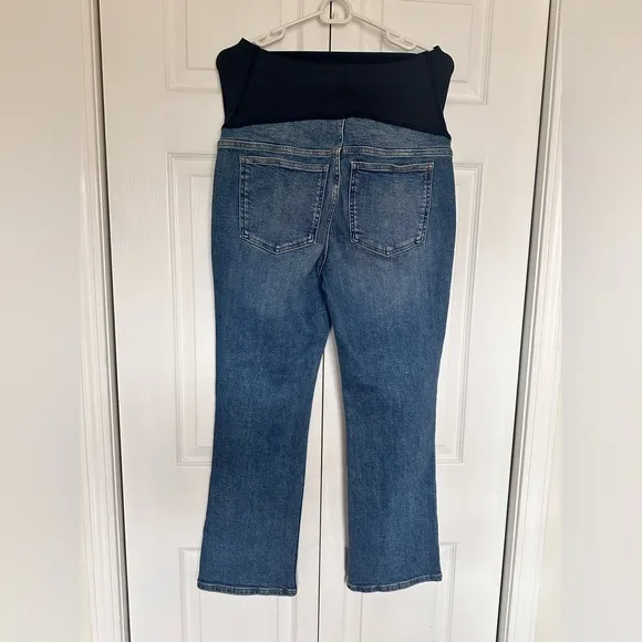 Madewell Over the Belly Kick Out Maternity Crop Women's Blue Jeans Size 28