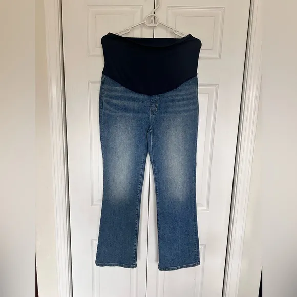 Madewell Over the Belly Kick Out Maternity Crop Women's Blue Jeans Size 28