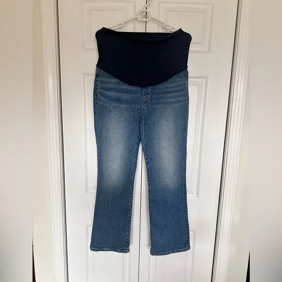 Madewell Over the Belly Kick Out Maternity Crop Women's Blue Jeans Size 28