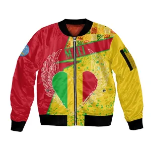 Mali in My Heart Sleeve Zip Bomber Jacket Map with National Flag Colors TS04