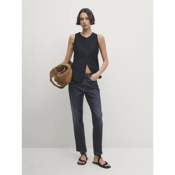 Massimo Dutti Mid Waist Slim Cropped Fit Jeans Size 4