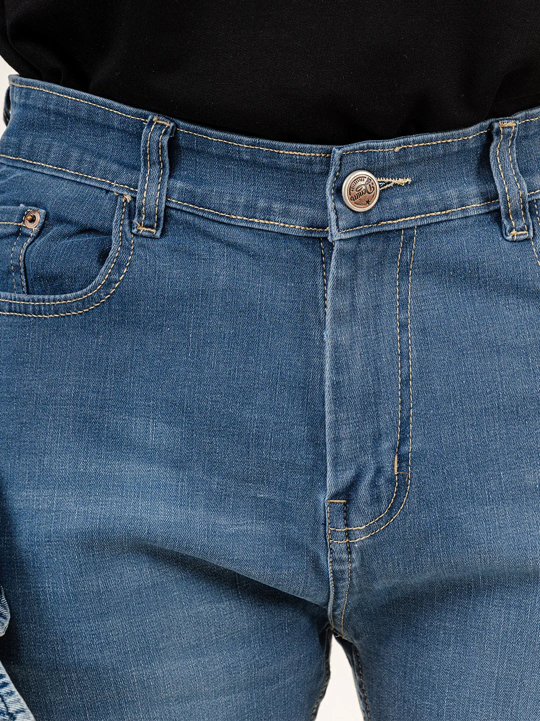 Med Blue Plain Slim Fit Denim jeans
