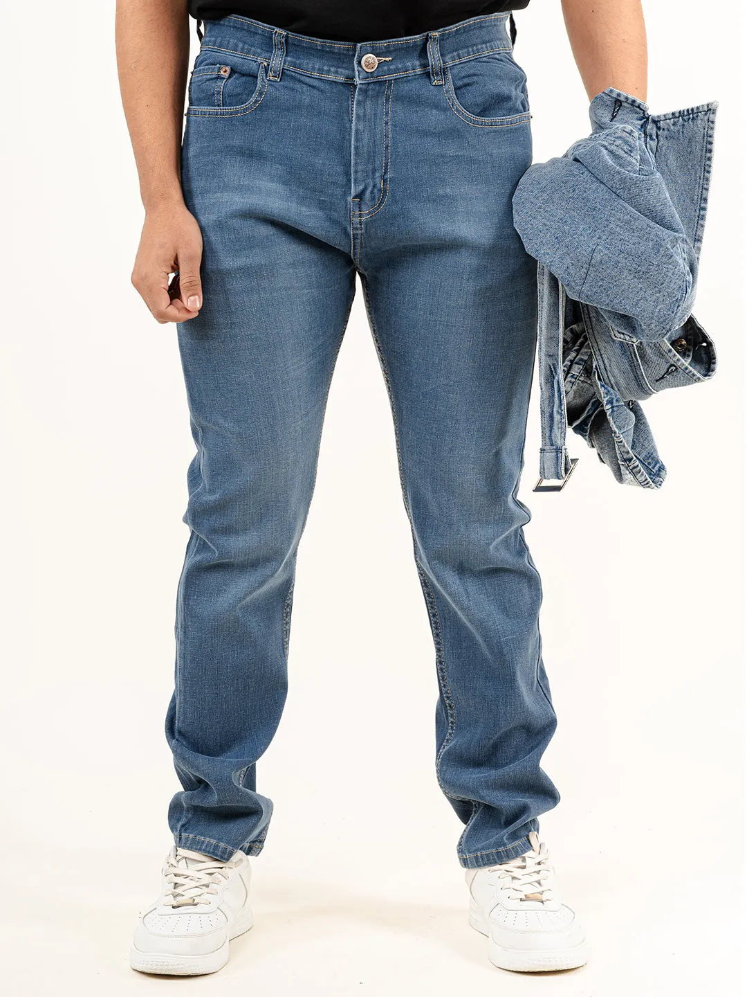 Med Blue Plain Slim Fit Denim jeans