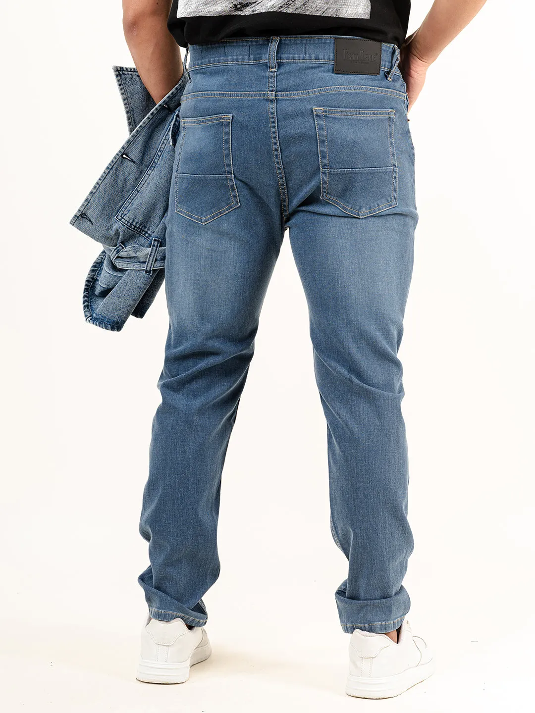 Med Blue Plain Slim Fit Denim jeans