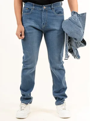 Med Blue Plain Slim Fit Denim jeans
