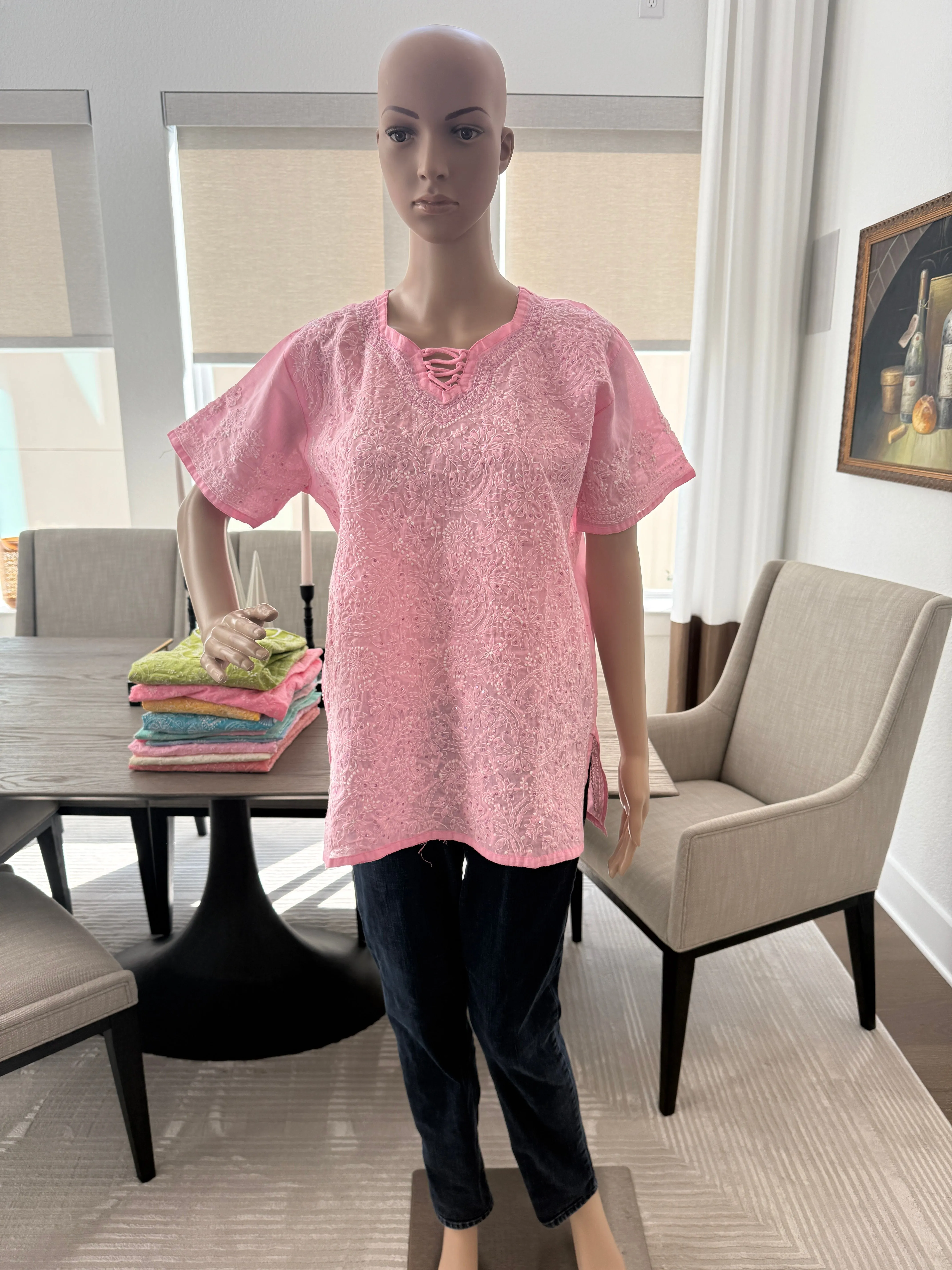 Megha Pink Chikankari kurta