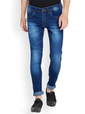 Men Blue Slim Fit Mid-Rise Clean Look Stretchable Jeans