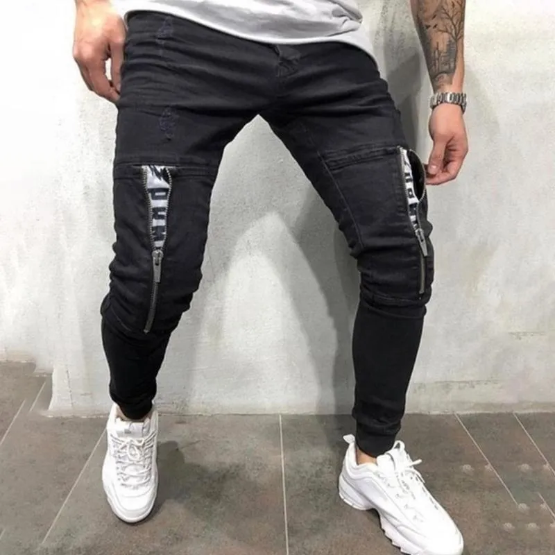 Men's Casual Sports Beam-Leg Denim Trousers