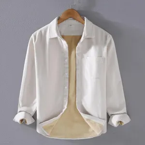 Men's Cozy Fleece-Lined Long Sleeve Corduroy Shirt