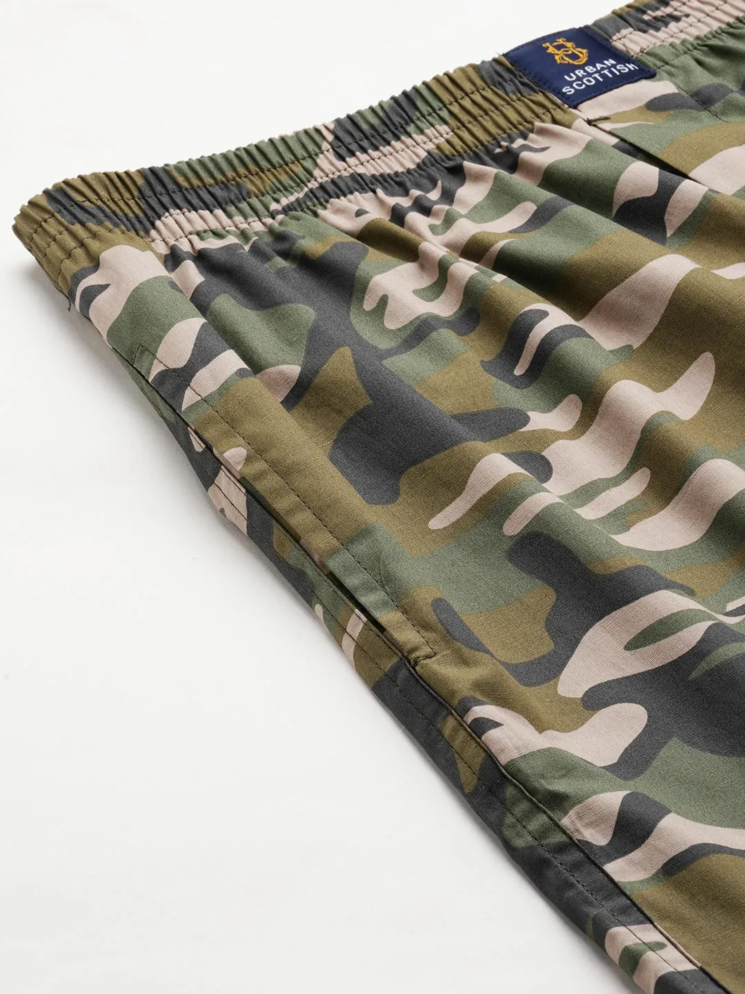 Men's Green, 100% Cotton, Printed, Regular Fit, Inner Elastic, Mid-Rise, Boxers