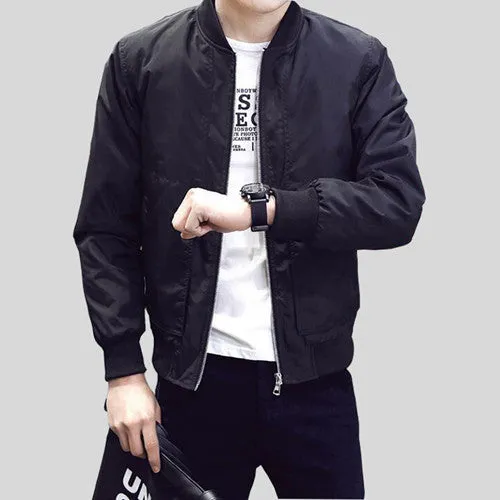 Men's Jacket Fashion Long Sleeve Male Coats Slim Fit Solid Casual
