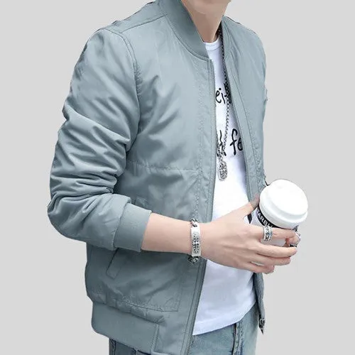 Men's Jacket Fashion Long Sleeve Male Coats Slim Fit Solid Casual