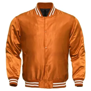 Men's Orange Satin Varsity Jacket