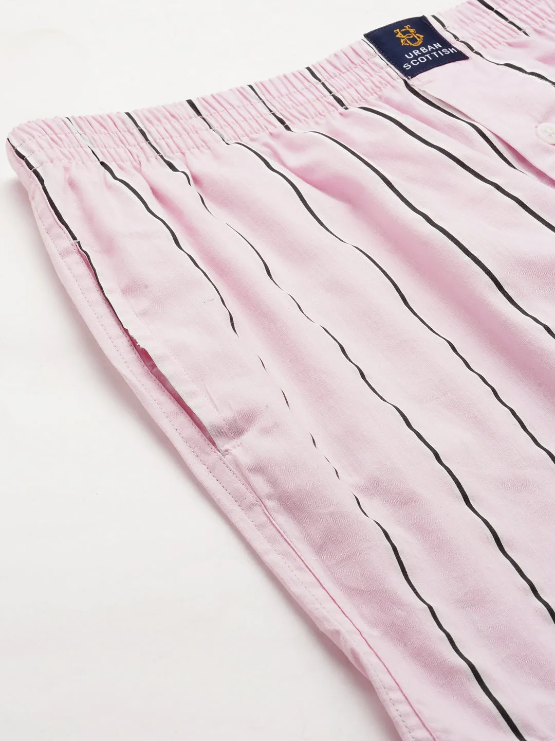 Men's Pink, 100% Cotton, Printed, Regular Fit, Inner Elastic, Mid-Rise, Boxers