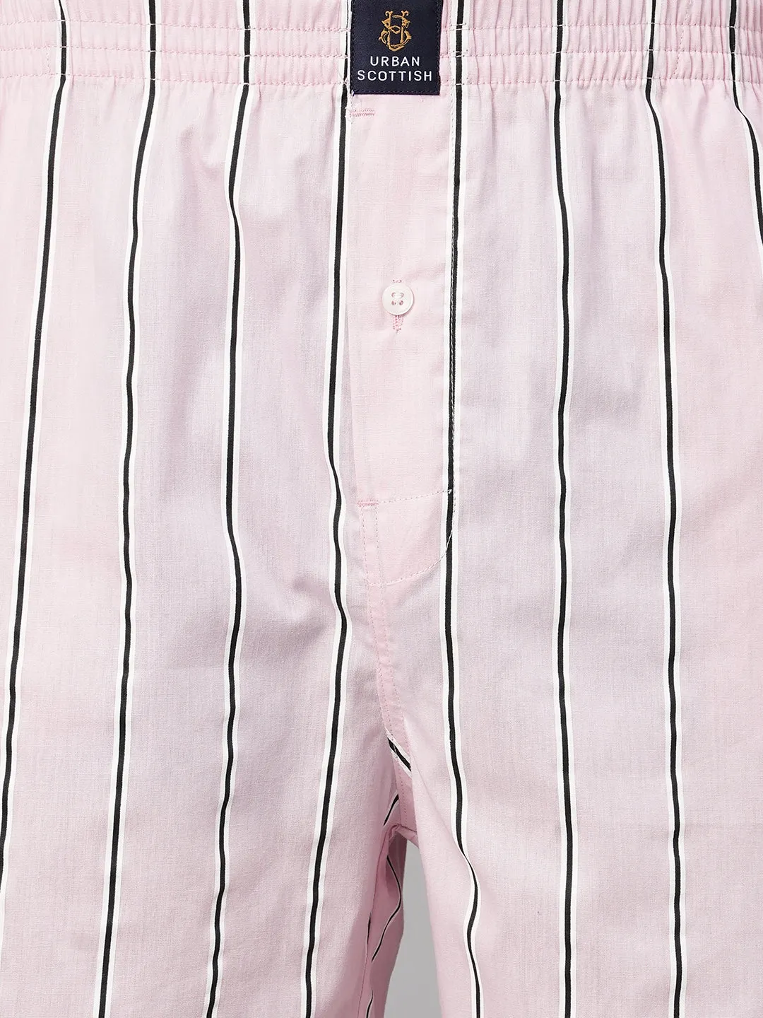 Men's Pink, 100% Cotton, Printed, Regular Fit, Inner Elastic, Mid-Rise, Boxers