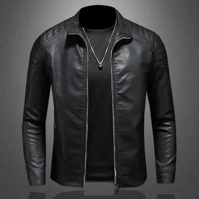 Men's PU Leather Motorcycle Slim Streetwear Jacket