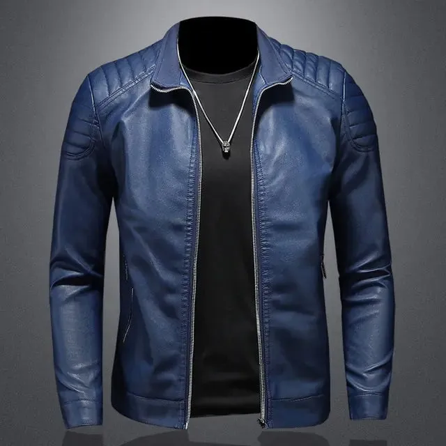 Men's PU Leather Motorcycle Slim Streetwear Jacket