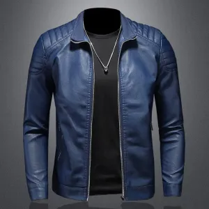 Men's PU Leather Motorcycle Slim Streetwear Jacket