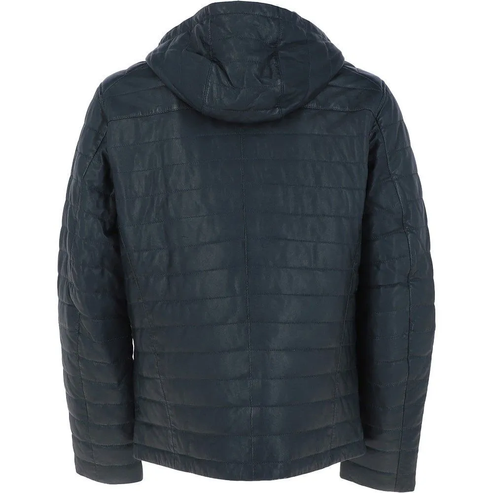 Men's Quilted Leather Jacket for Winter Warmth