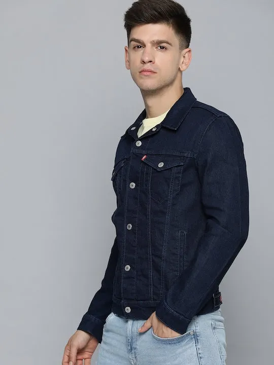 Men's Solid Shirt Collar Denim Jacket