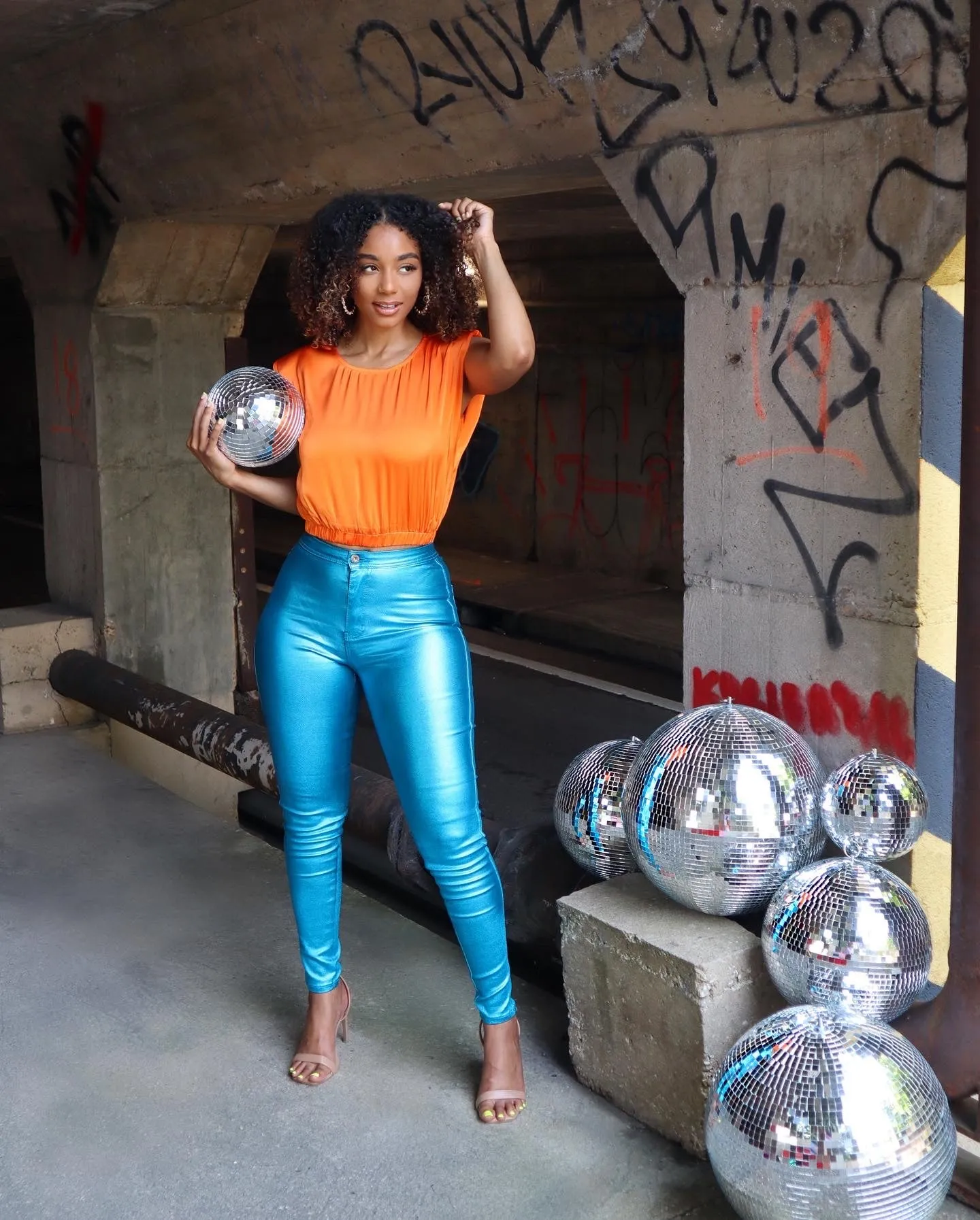 Metallic Disco Jeans (Electric Turquoise)