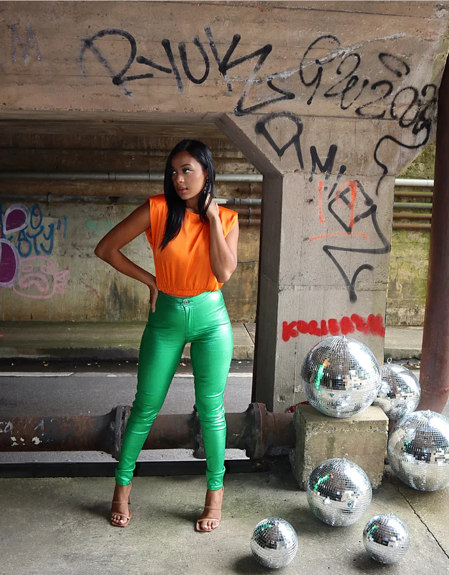 Metallic Disco Jeans (GREEN)