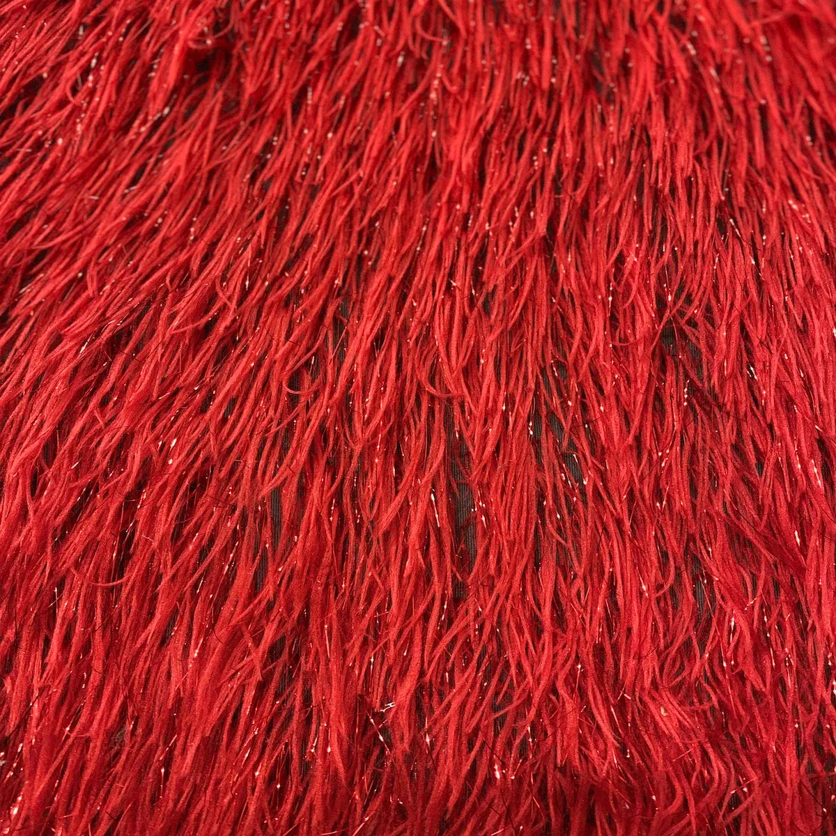 Metallic Faux Fur Tinsel Ostrich Feather Fabric
