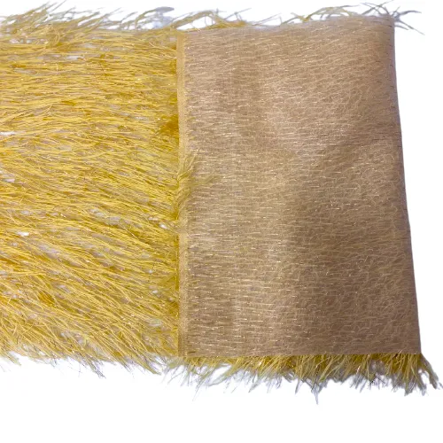 Metallic Faux Fur Tinsel Ostrich Feather Fabric
