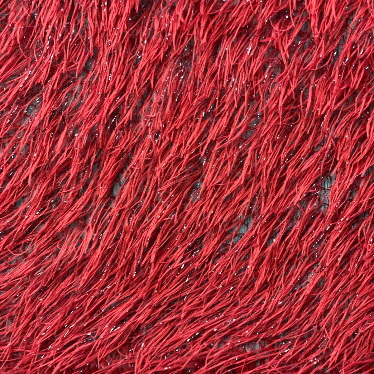 Metallic Faux Fur Tinsel Ostrich Feather Fabric