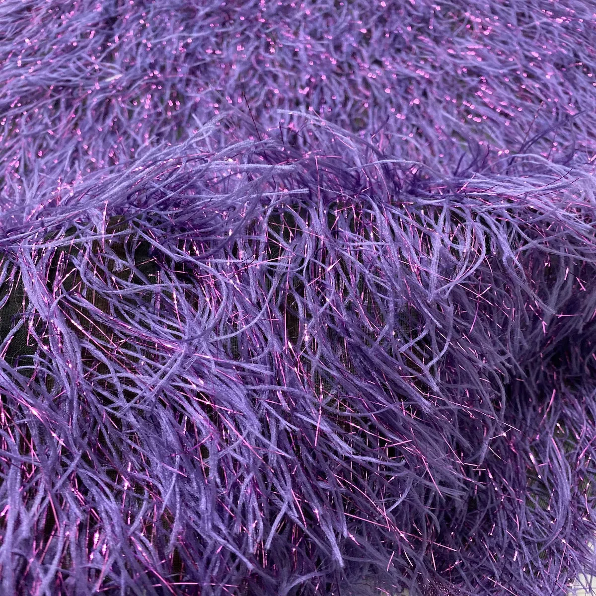 Metallic Faux Fur Tinsel Ostrich Feather Fabric
