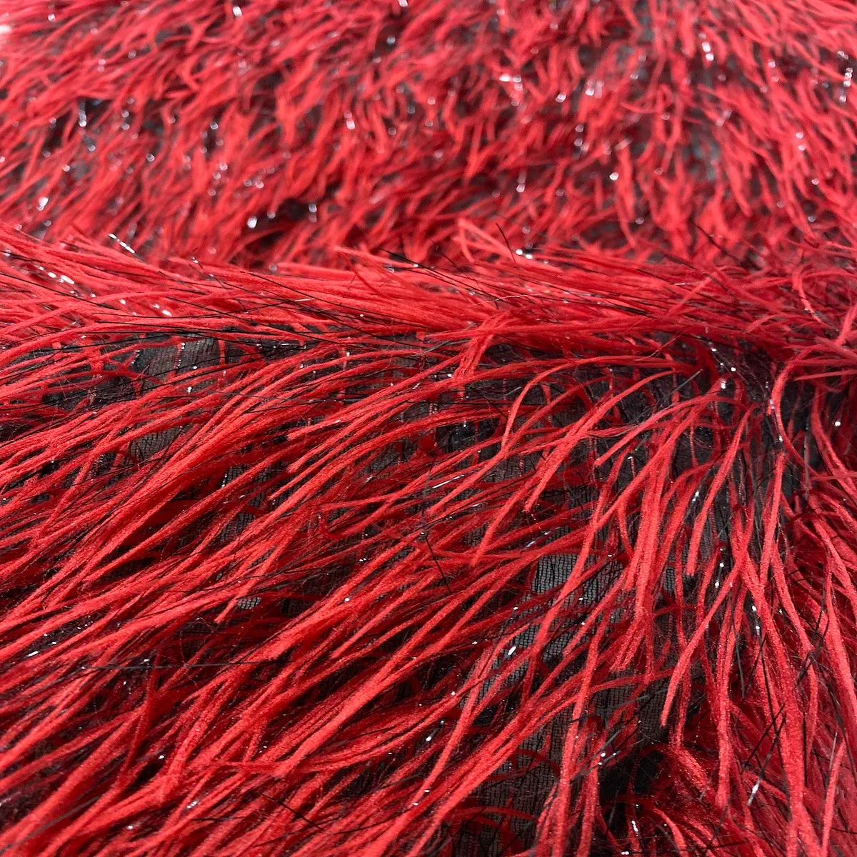 Metallic Faux Fur Tinsel Ostrich Feather Fabric