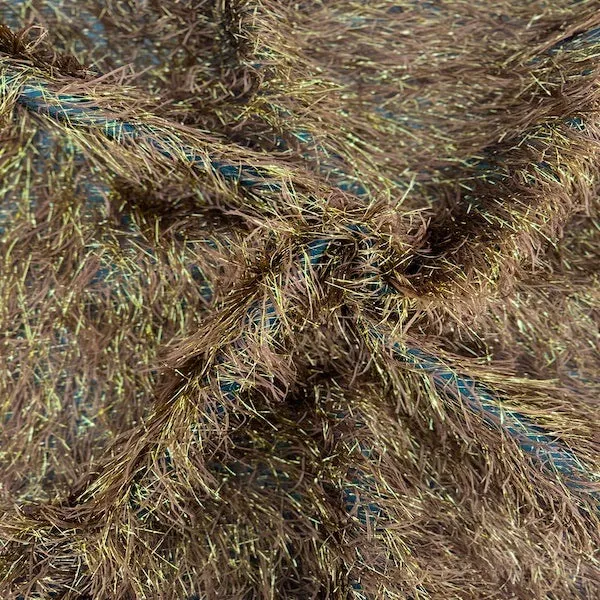 Metallic Faux Fur Tinsel Ostrich Feather Fabric