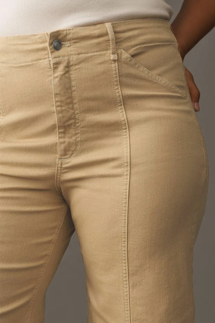 meve wide leg Crop Clean-Seamed skin short length cotton jeans for women