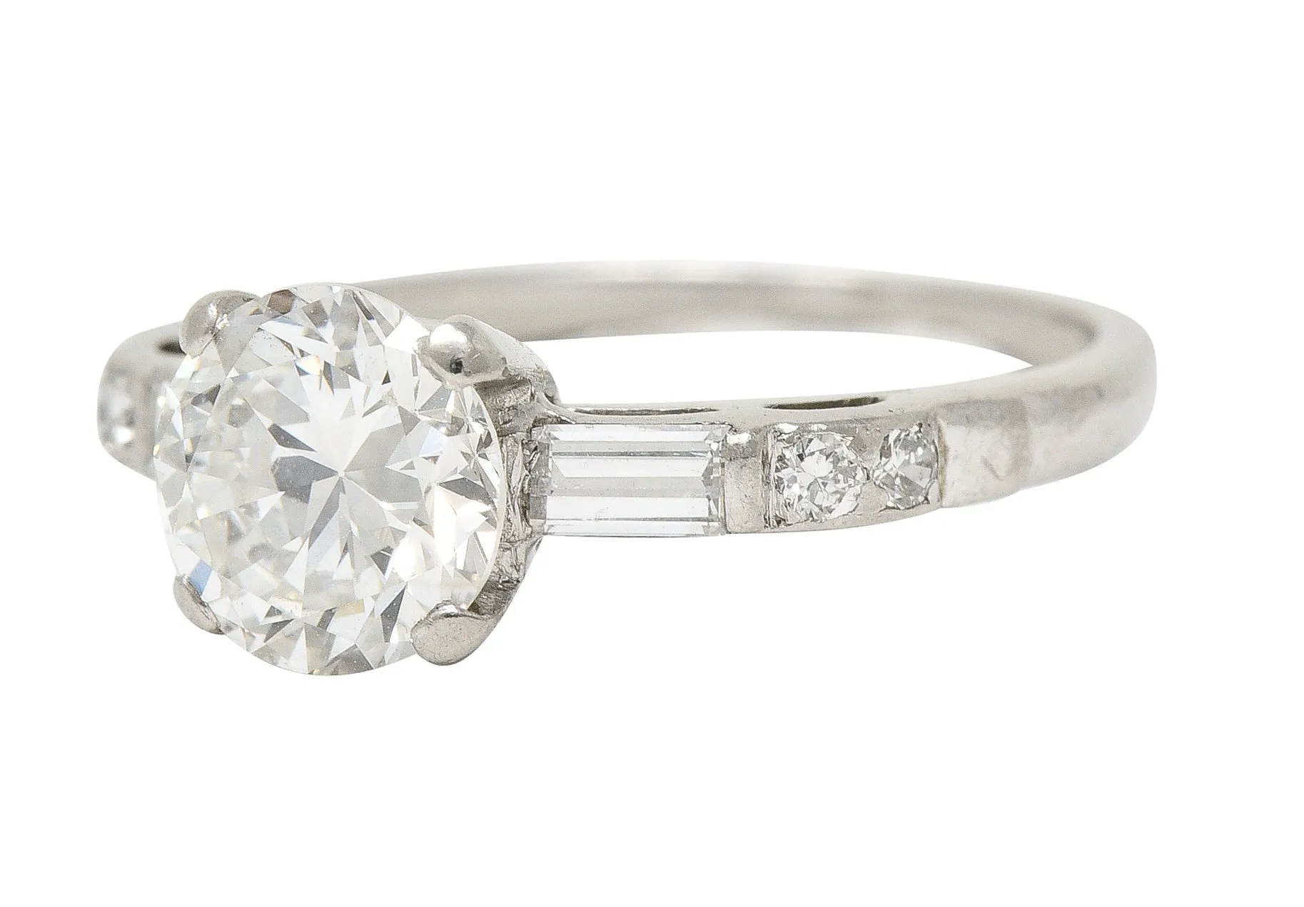 Mid-Century 1.16 CTW Transitional Cut Diamond Platinum Arch Vintage Engagement Ring