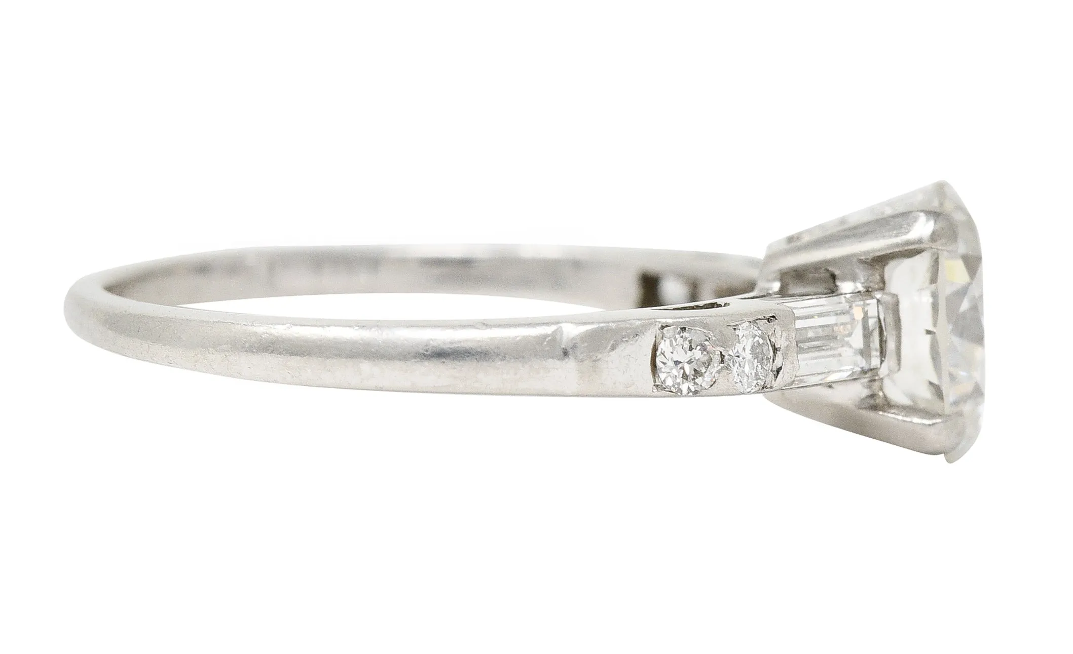 Mid-Century 1.16 CTW Transitional Cut Diamond Platinum Arch Vintage Engagement Ring