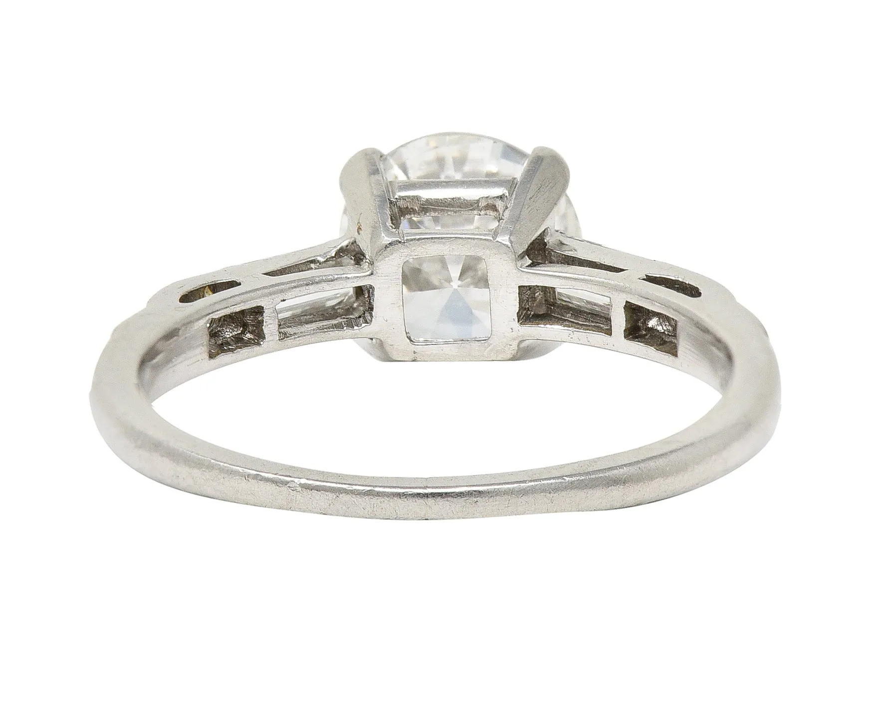 Mid-Century 1.16 CTW Transitional Cut Diamond Platinum Arch Vintage Engagement Ring