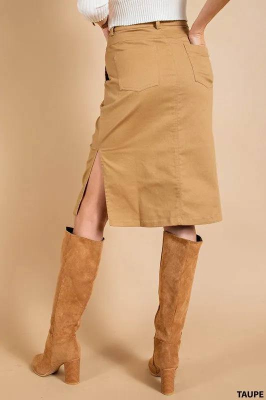 Midi Length Denim Skirt