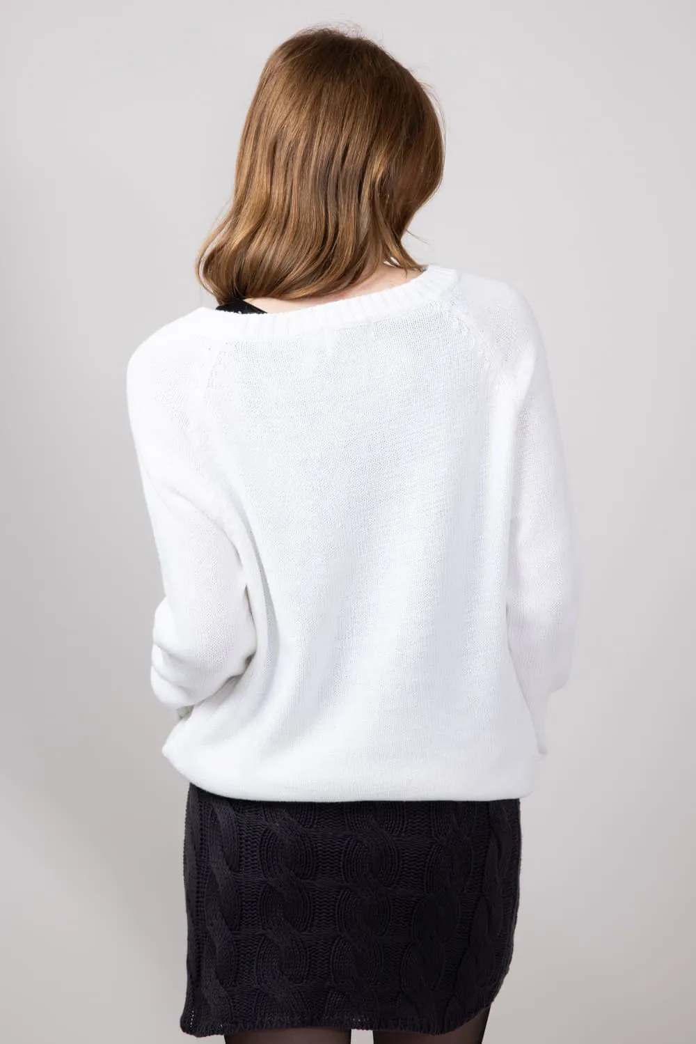 Miracle Textured Heart Sweater for Women in Ivory Pink | M9147-IVORYPINK