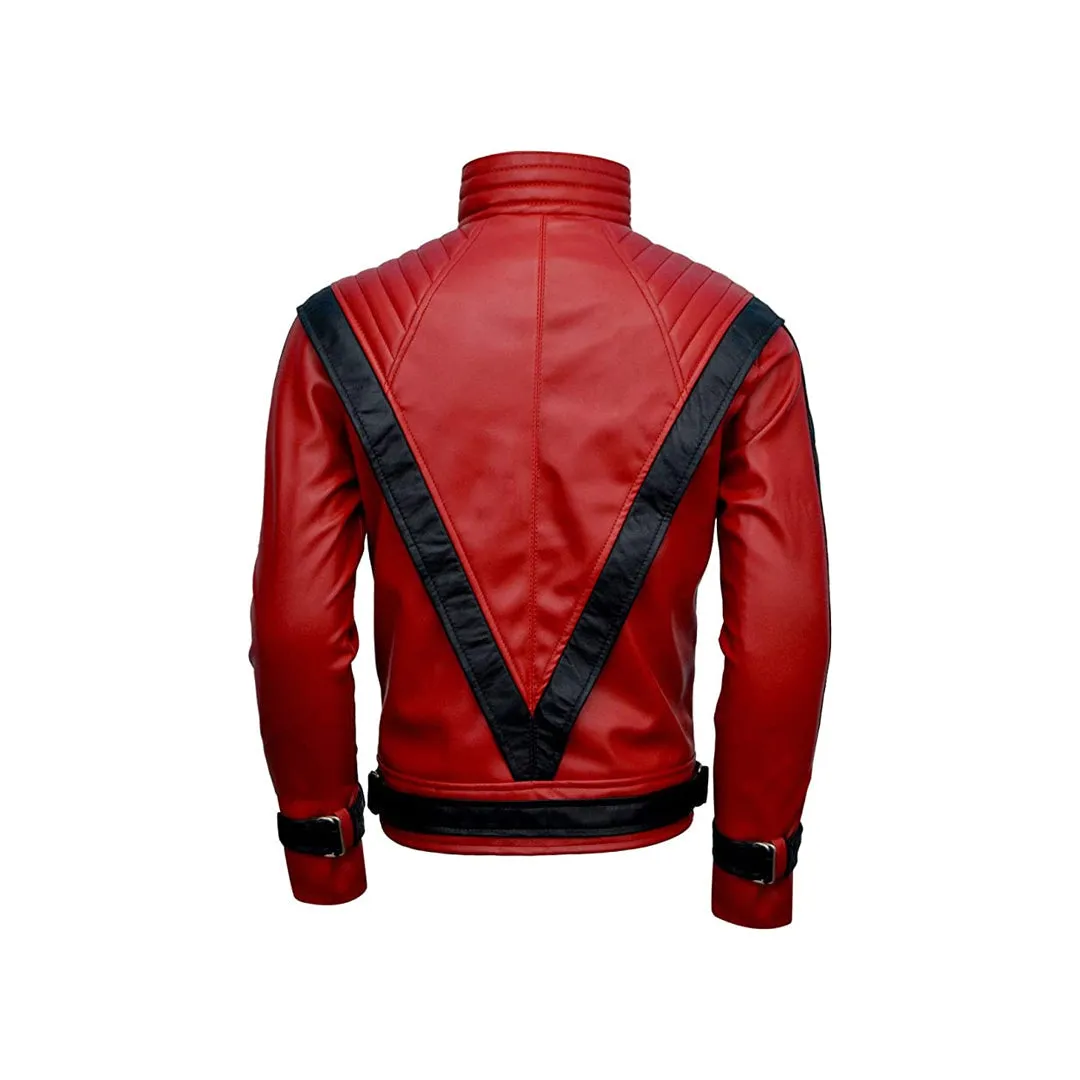 MJ Thriller Genuine Leather Jacket “ Zipper Closure, Waist & Inside Pockets