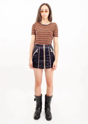 Mod panelled satin mini skirt