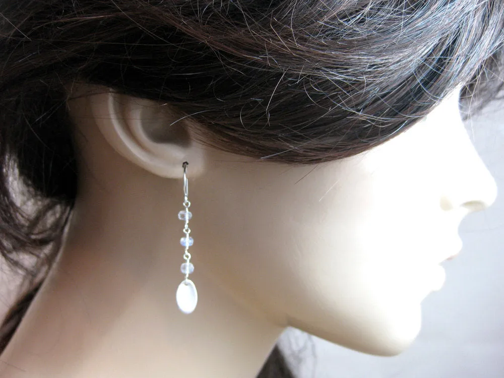 Moonstone Recycled Silver Dangle Earrings
