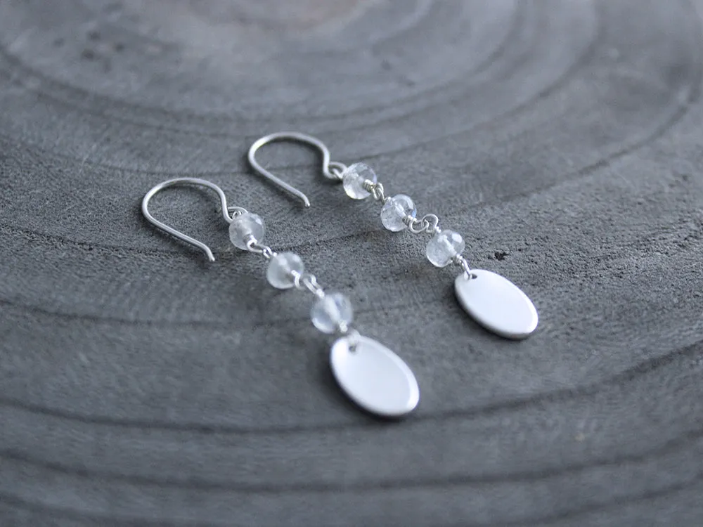 Moonstone Recycled Silver Dangle Earrings