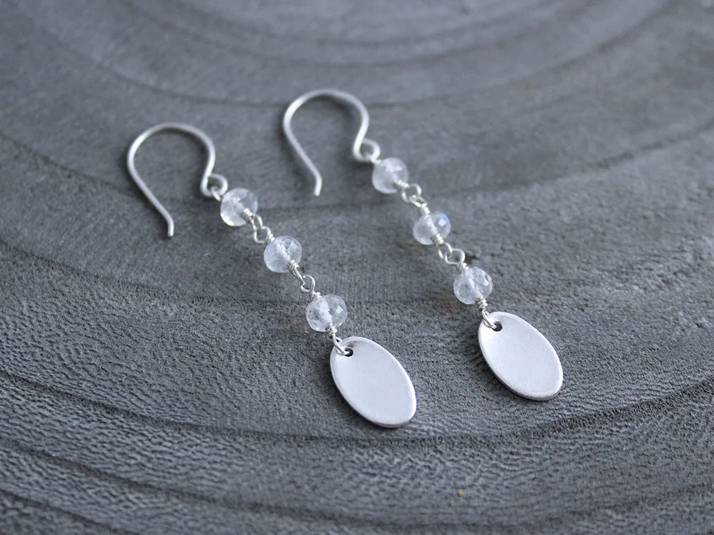 Moonstone Recycled Silver Dangle Earrings