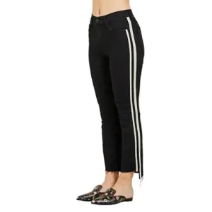 Mother Insider Crop Step Stipe Jeans Black Ankle Size  23
