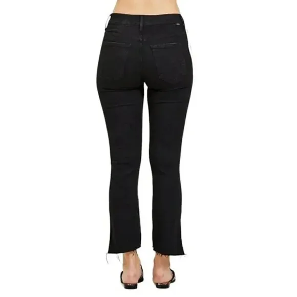 Mother Insider Crop Step Stipe Jeans Black Ankle Size  23