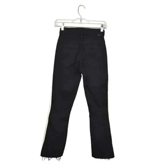 Mother Insider Crop Step Stipe Jeans Black Ankle Size  23