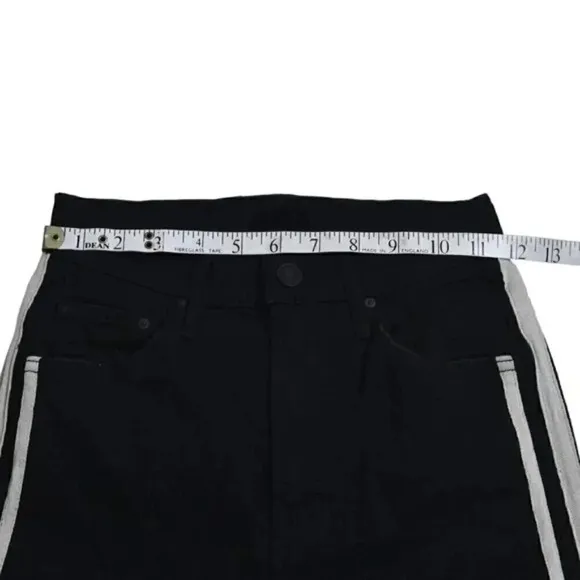 Mother Insider Crop Step Stipe Jeans Black Ankle Size  23