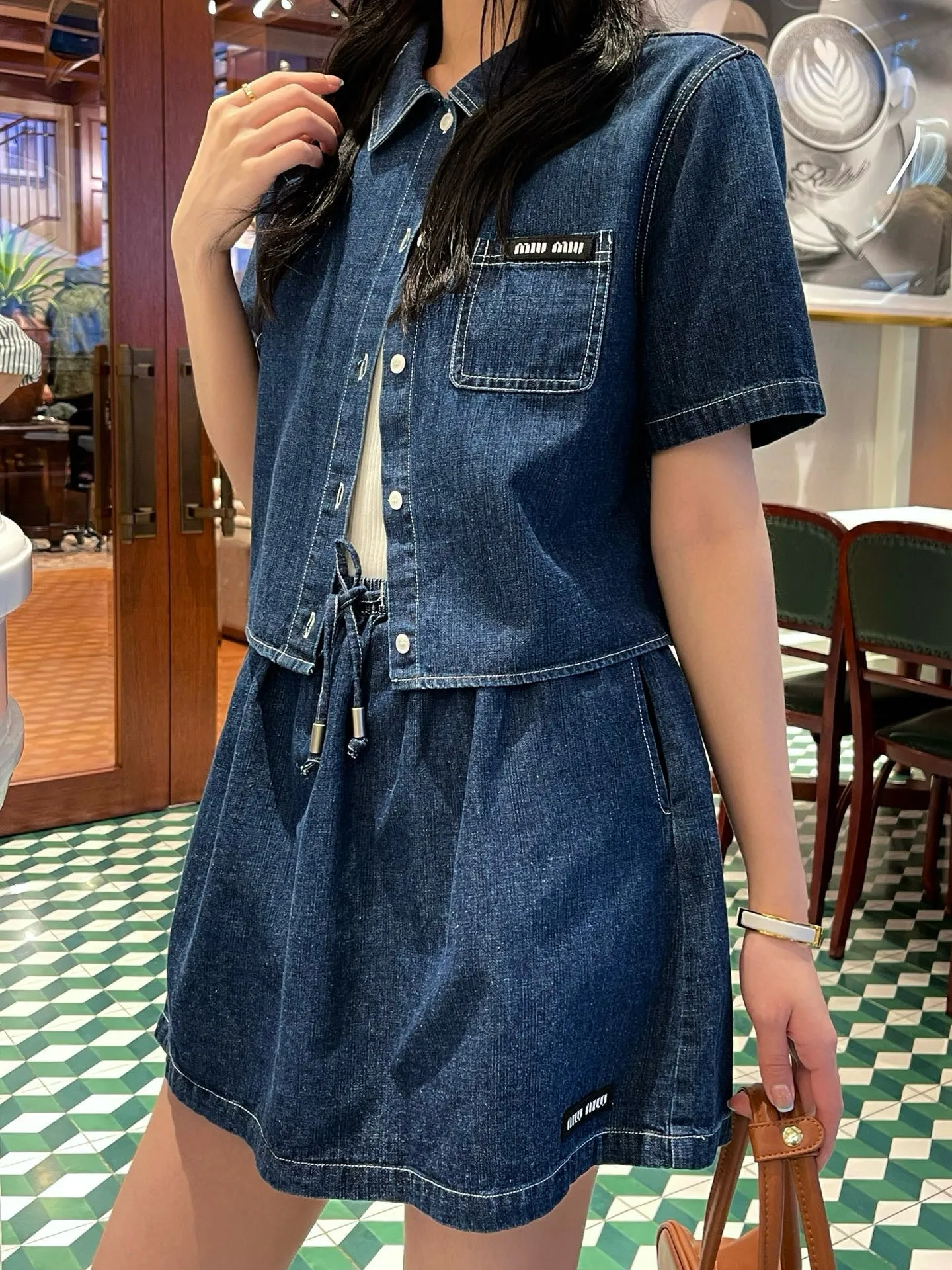 MU 25 new denim skirt suit