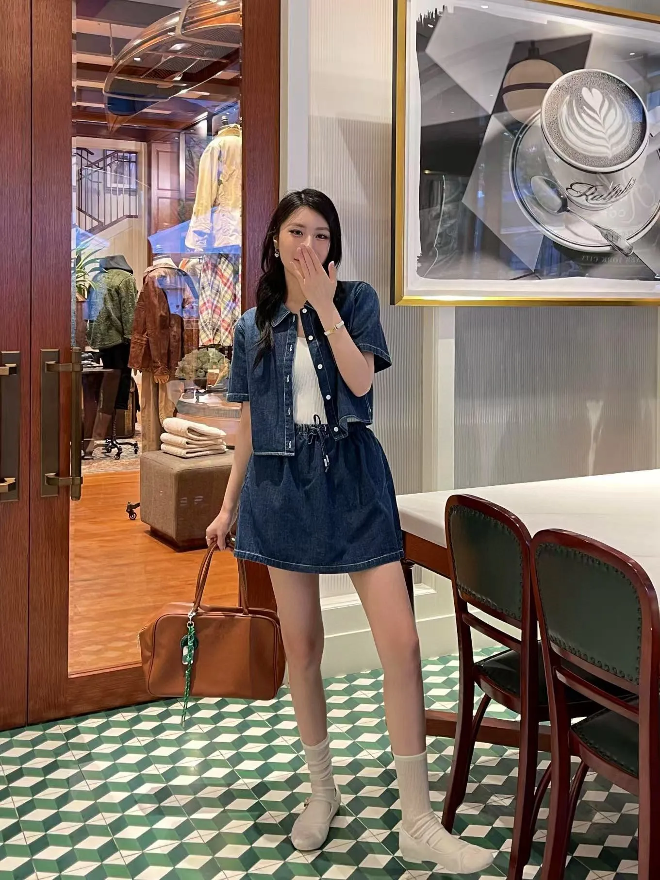 MU 25 new denim skirt suit